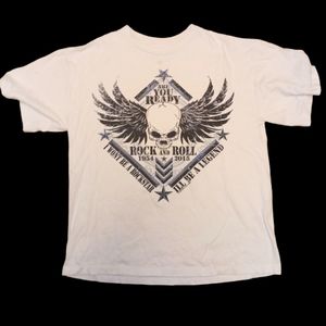 Rudeboys boys XL winged skull tshirt black & white vintage 90s